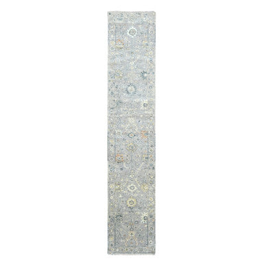 Oushak And Peshawar Wool Hand Knotted Rug Grey 2.5x13.10 -O010276