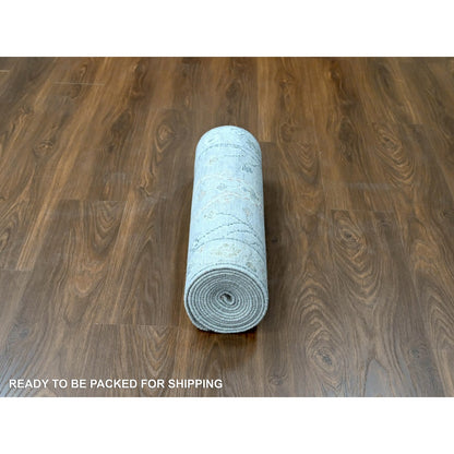 Oushak And Peshawar Wool Hand Knotted Rug Grey 2.5x13.10 -O010276