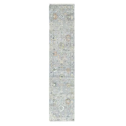 Oushak And Peshawar Wool Hand Knotted Rug Grey 2.3x11.2 -O010277