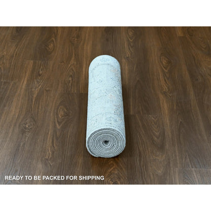 Oushak And Peshawar Wool Hand Knotted Rug Grey 2.3x11.2 -O010277