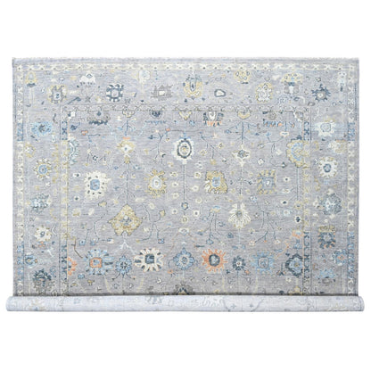 Oushak And Peshawar Wool Hand Knotted Rug Grey 11.6x14.11 -O010278