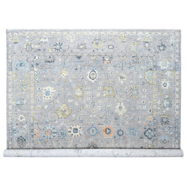 Oushak And Peshawar Wool Hand Knotted Rug Grey 11.6x14.11 -O010278
