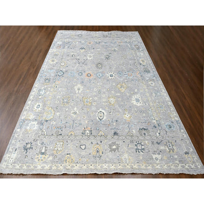 Oushak And Peshawar Wool Hand Knotted Rug Grey 11.6x14.11 -O010278