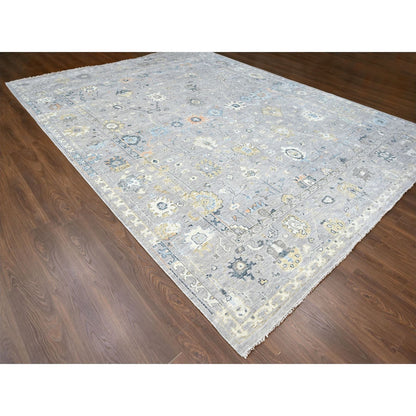 Oushak And Peshawar Wool Hand Knotted Rug Grey 11.6x14.11 -O010278