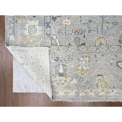 Oushak And Peshawar Wool Hand Knotted Rug Grey 11.6x14.11 -O010278