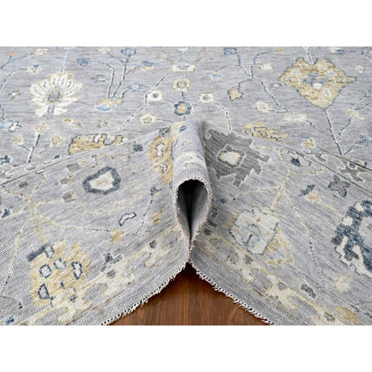 Oushak And Peshawar Wool Hand Knotted Rug Grey 11.6x14.11 -O010278