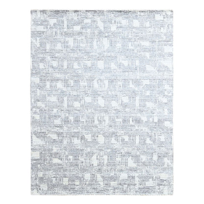 Modern and Contemporary Wool & Silk Hand Loomed Rug Ivory 8.0x10.0 -O010280