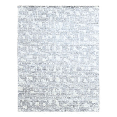 Modern and Contemporary Wool & Silk Hand Loomed Rug Ivory 8.0x10.0 -O010280