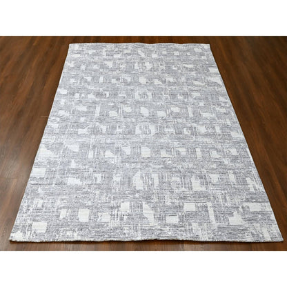 Modern and Contemporary Wool & Silk Hand Loomed Rug Ivory 8.0x10.0 -O010280