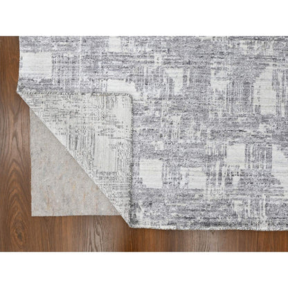 Modern and Contemporary Wool & Silk Hand Loomed Rug Ivory 8.0x10.0 -O010280