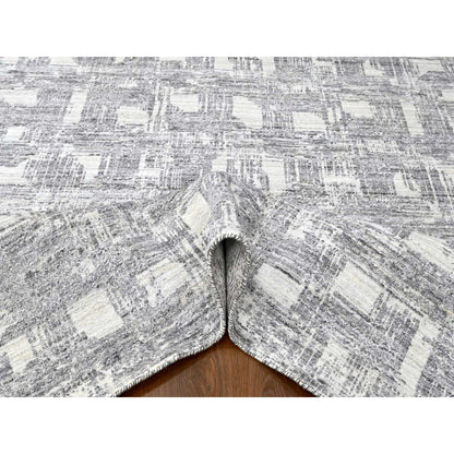 Modern and Contemporary Wool & Silk Hand Loomed Rug Ivory 8.0x10.0 -O010280