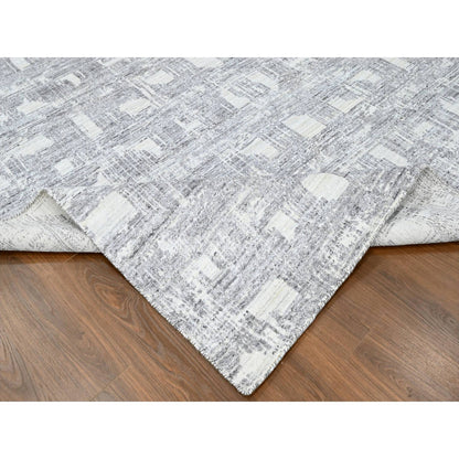 Modern and Contemporary Wool & Silk Hand Loomed Rug Ivory 8.0x10.0 -O010280