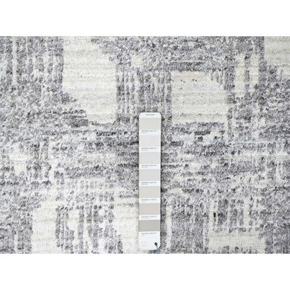 Modern and Contemporary Wool & Silk Hand Loomed Rug Ivory 8.0x10.0 -O010280
