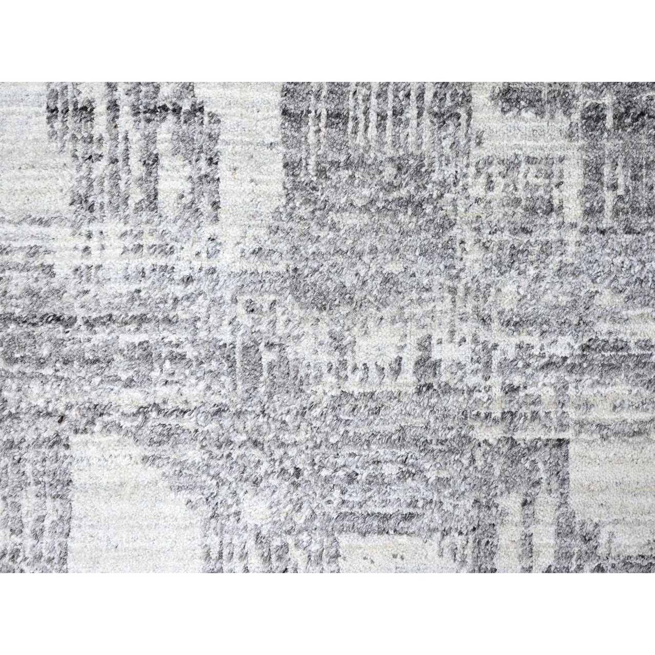 Ivory 8'0" x 10'0" Modern and Contemporary Handloom Wool/Silk Rug - Sku: O010280