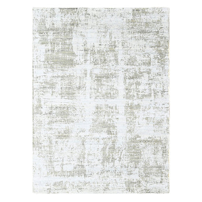 Modern and Contemporary Wool & Silk Hand Loomed Rug Ivory 8.0x9.11 -O010281