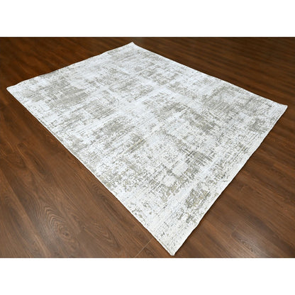 Modern and Contemporary Wool & Silk Hand Loomed Rug Ivory 8.0x9.11 -O010281