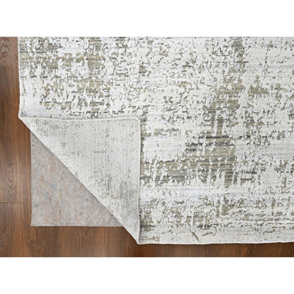 Modern and Contemporary Wool & Silk Hand Loomed Rug Ivory 8.0x9.11 -O010281