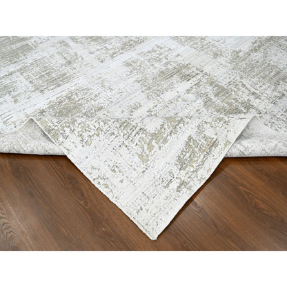 Modern and Contemporary Wool & Silk Hand Loomed Rug Ivory 8.0x9.11 -O010281