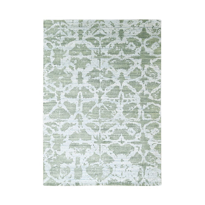 Modern and Contemporary Wool & Silk Hand Loomed Rug Green 6.7x9.6 -O010282