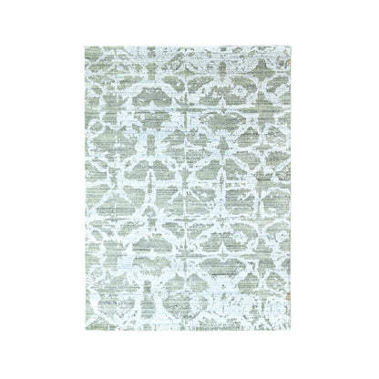 Modern and Contemporary Wool & Silk Hand Loomed Rug Green 5.5x7.5 -O010283