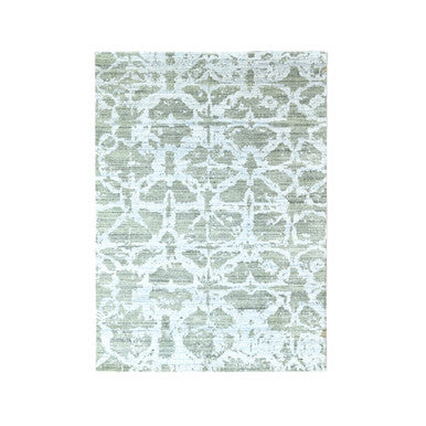 Modern and Contemporary Wool & Silk Hand Loomed Rug Green 5.5x7.5 -O010283