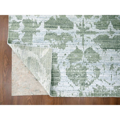 Modern and Contemporary Wool & Silk Hand Loomed Rug Green 5.5x7.5 -O010283