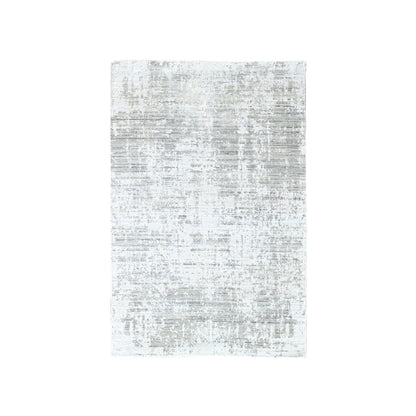 Modern and Contemporary Wool & Silk Hand Loomed Rug Ivory 4.0x6.0 -O010288