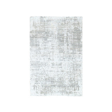 Modern and Contemporary Wool & Silk Hand Loomed Rug Ivory 4.0x6.0 -O010288