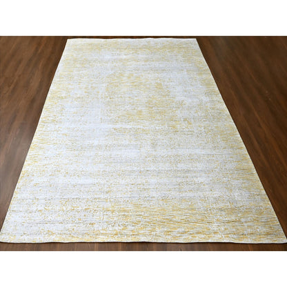 Modern and Contemporary Wool & Silk Hand Loomed Rug Yellow 9.10x13.10 -O010291
