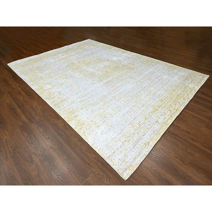 Modern and Contemporary Wool & Silk Hand Loomed Rug Yellow 9.10x13.10 -O010291