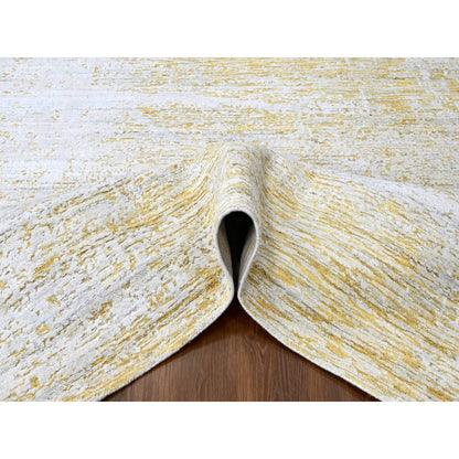 Modern and Contemporary Wool & Silk Hand Loomed Rug Yellow 9.10x13.10 -O010291