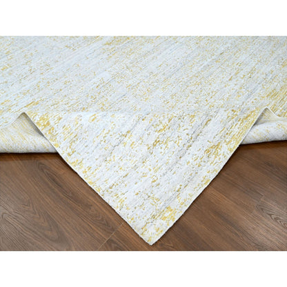 Modern and Contemporary Wool & Silk Hand Loomed Rug Yellow 9.10x13.10 -O010291