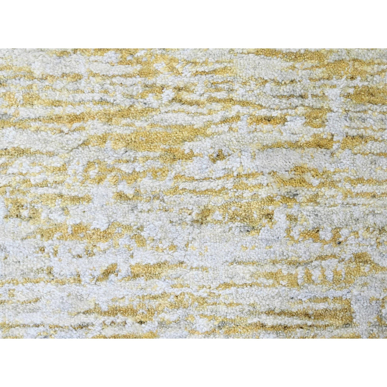 Ivory 9'10" x 13'10" Modern and Contemporary Handloom Wool/Silk Rug - Sku: O010291