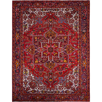 Heriz Wool Hand Knotted Rug Red Blue 9.1X11.9 -O0102