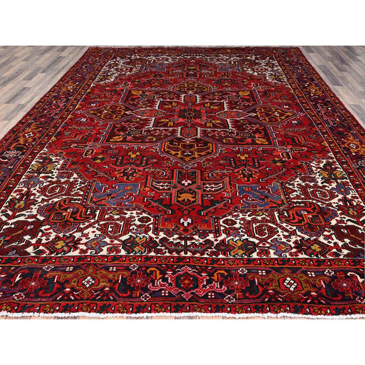 Heriz Wool Hand Knotted Rug Red Blue 9.1X11.9 -O0102
