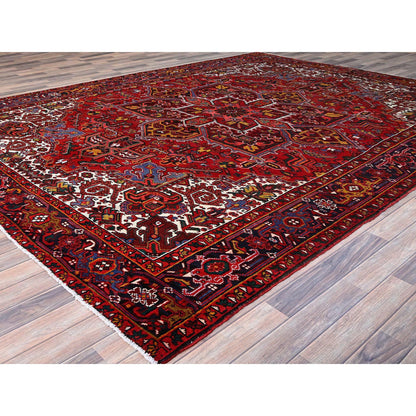 Heriz Wool Hand Knotted Rug Red Blue 9.1X11.9 -O0102