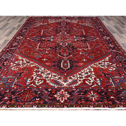 Heriz Wool Hand Knotted Rug Red Blue 7.8X11.0 -O0103