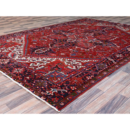 Heriz Wool Hand Knotted Rug Red Blue 7.8X11.0 -O0103