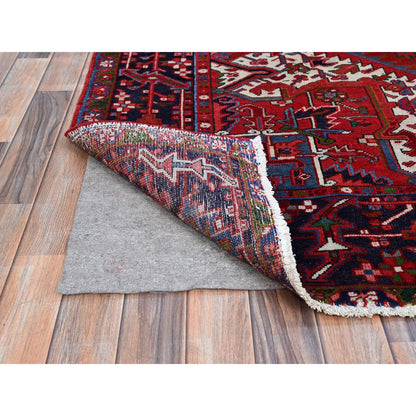 Heriz Wool Hand Knotted Rug Red Blue 7.8X11.0 -O0103