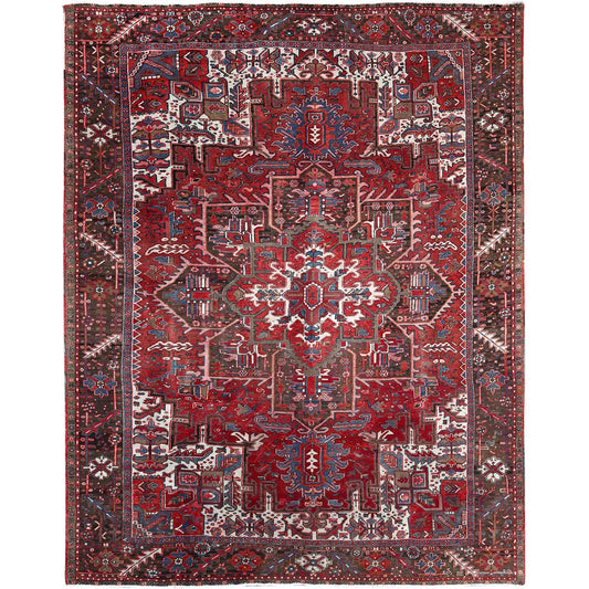 Heriz Wool Hand Knotted Rug Red Brown 9.3X11.8 -O0104