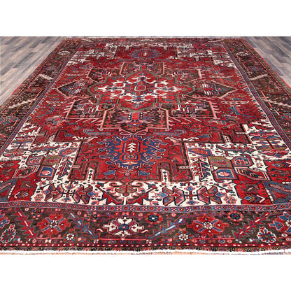 Heriz Wool Hand Knotted Rug Red Brown 9.3X11.8 -O0104