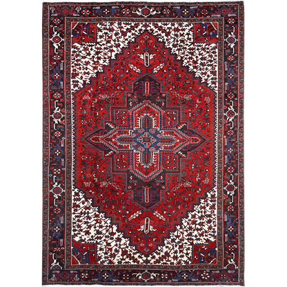 Heriz Wool Hand Knotted Rug Red Blue 7.9X10.8 -O0105