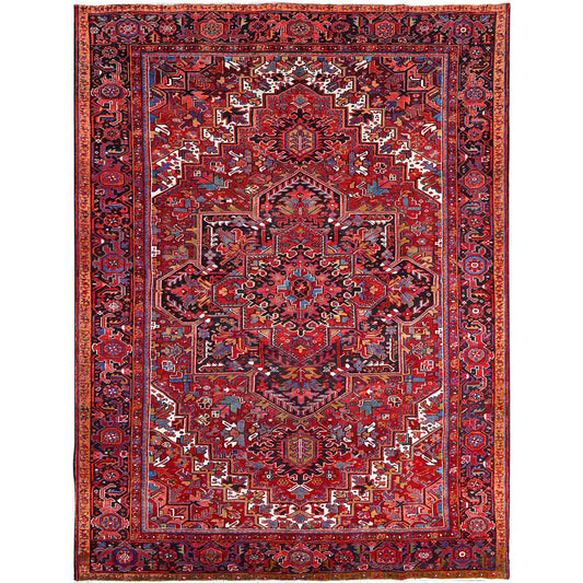 Heriz Wool Hand Knotted Rug Red Blue 9.8X12.6 -O0106