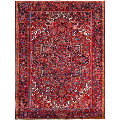 Heriz Wool Hand Knotted Rug Red Blue 9.8X12.6 -O0106