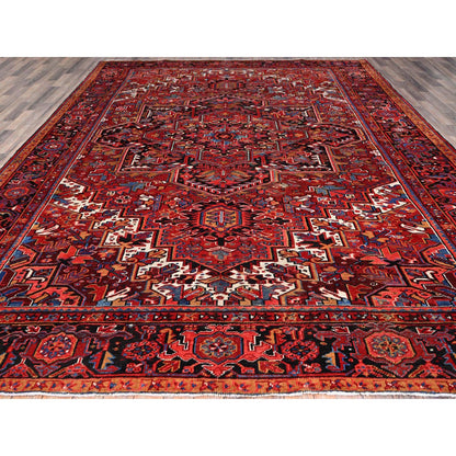 Heriz Wool Hand Knotted Rug Red Blue 9.8X12.6 -O0106