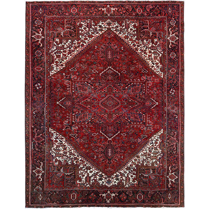 Heriz Wool Hand Knotted Rug Red Blue 9.8X12.4 -O0108