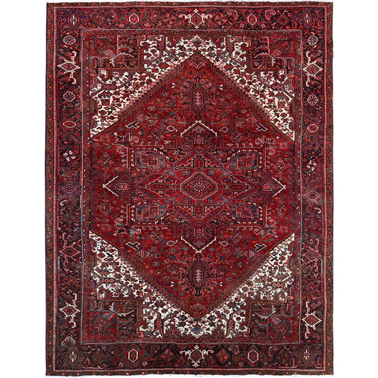 Heriz Wool Hand Knotted Rug Red Blue 9.8X12.4 -O0108
