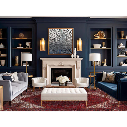 Heriz Wool Hand Knotted Rug Red Blue 9.8X12.4 -O0108