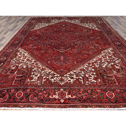 Heriz Wool Hand Knotted Rug Red Blue 9.8X12.4 -O0108