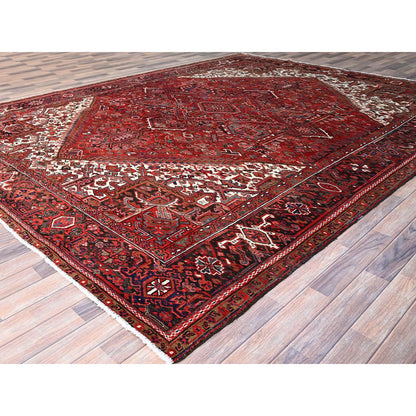 Heriz Wool Hand Knotted Rug Red Blue 9.8X12.4 -O0108